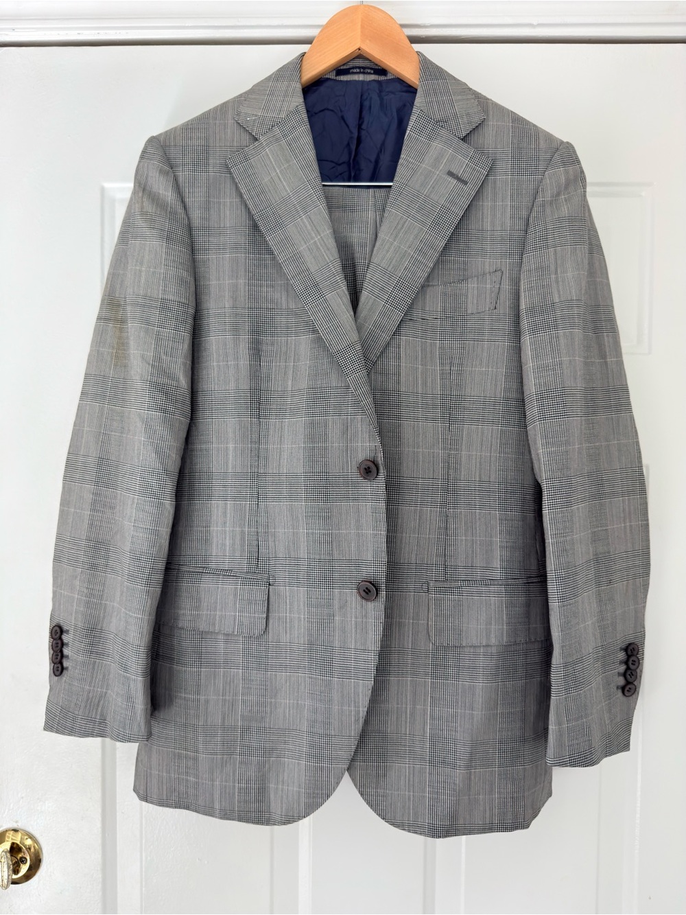 Suitsupply Lazio Slim Fit Wool Suit 38S Glen Check Half Canvas